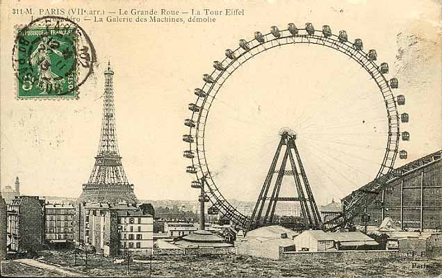 carte postale ancienne Paris la Grande Roue la Tour Eiffel