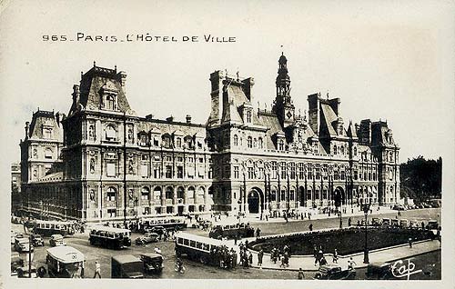 carte postale ancienne Paris hotel de ville 1946