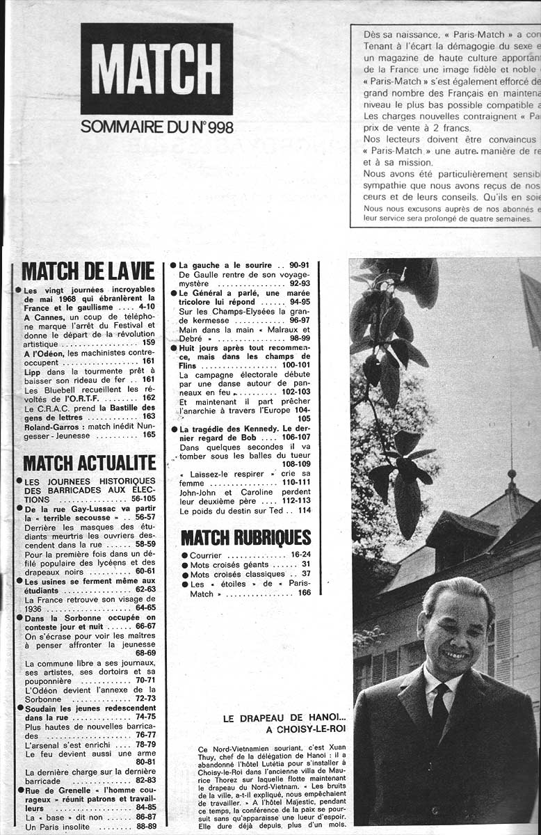 Paris Match no 998 juin 1968 occasion