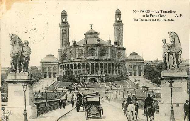 carte postale ancienne Paris le Trocadero et le Pont d' Iena