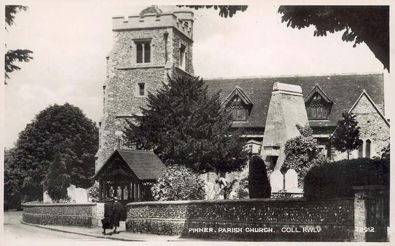 Pinner parish church vintage postcard