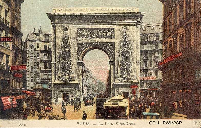 carte postale ancienne Paris la Porte St Denis c1910