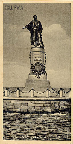 vintage postcard 1930 Port Said  the Lesseps monument