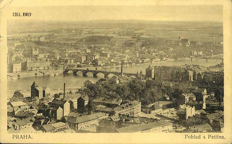 vintage postcard Praha pohled s Petrina 1910