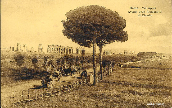 cartolina c1900 Roma via Appia acquedotti di Claudio