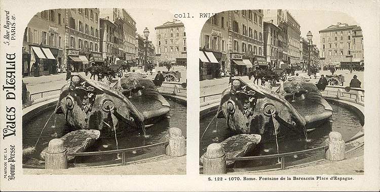 Roma piazza di Spagna veduta stereo c1900