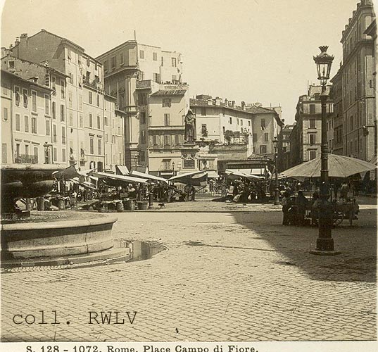 Roma campo di Fiore c1900 veduta stereo