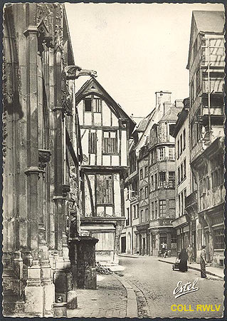 Rouen rue St Romain carte postale ancienne 1947