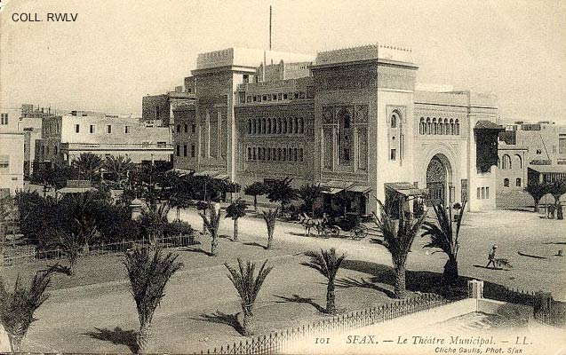 carte postale ancienne c1900 Sfax le theatre municipal