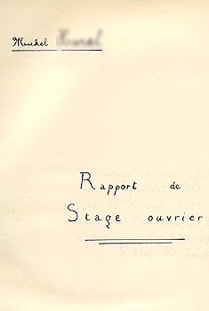 rapport de stage ouvrier dans les Houillieres d' Auvergne 1953