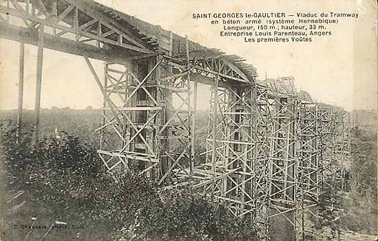 St Georges le Gaultier construction du viaduc