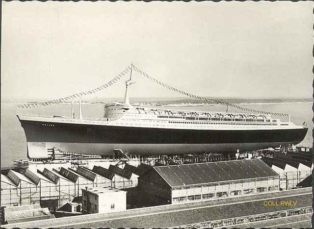 St Nazaire le paquebot France lors de son lancement 1960