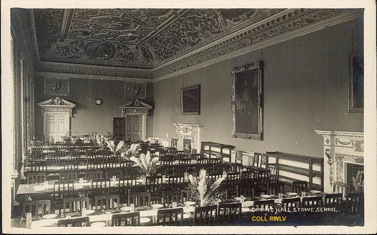 Stowe School dining hall vintage postcard c1920