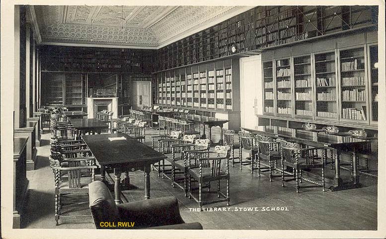 Stowe School Buckinghamshire library old postcard