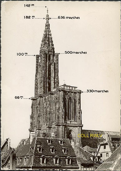 carte Strasbourg differentes hauteurs de la cathedrale