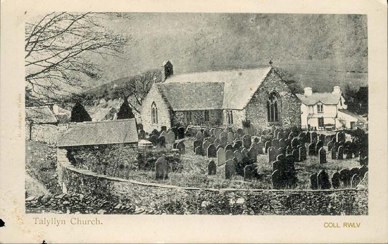 vintage postcard Talyllynn church